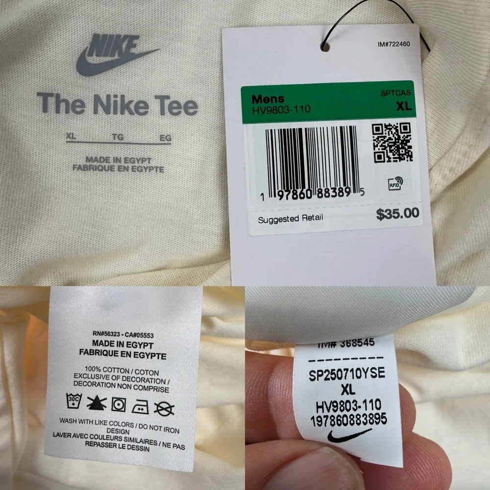 Nike Hot Waffles To Go Graphic T-Shirt Mens XL Ivory Orange HV9803-110 NEW